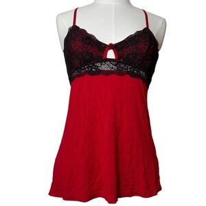 Y2K Girly Adore Me Red Black Lace Cami Tank Top Babydoll Lingerie XS Romantic
